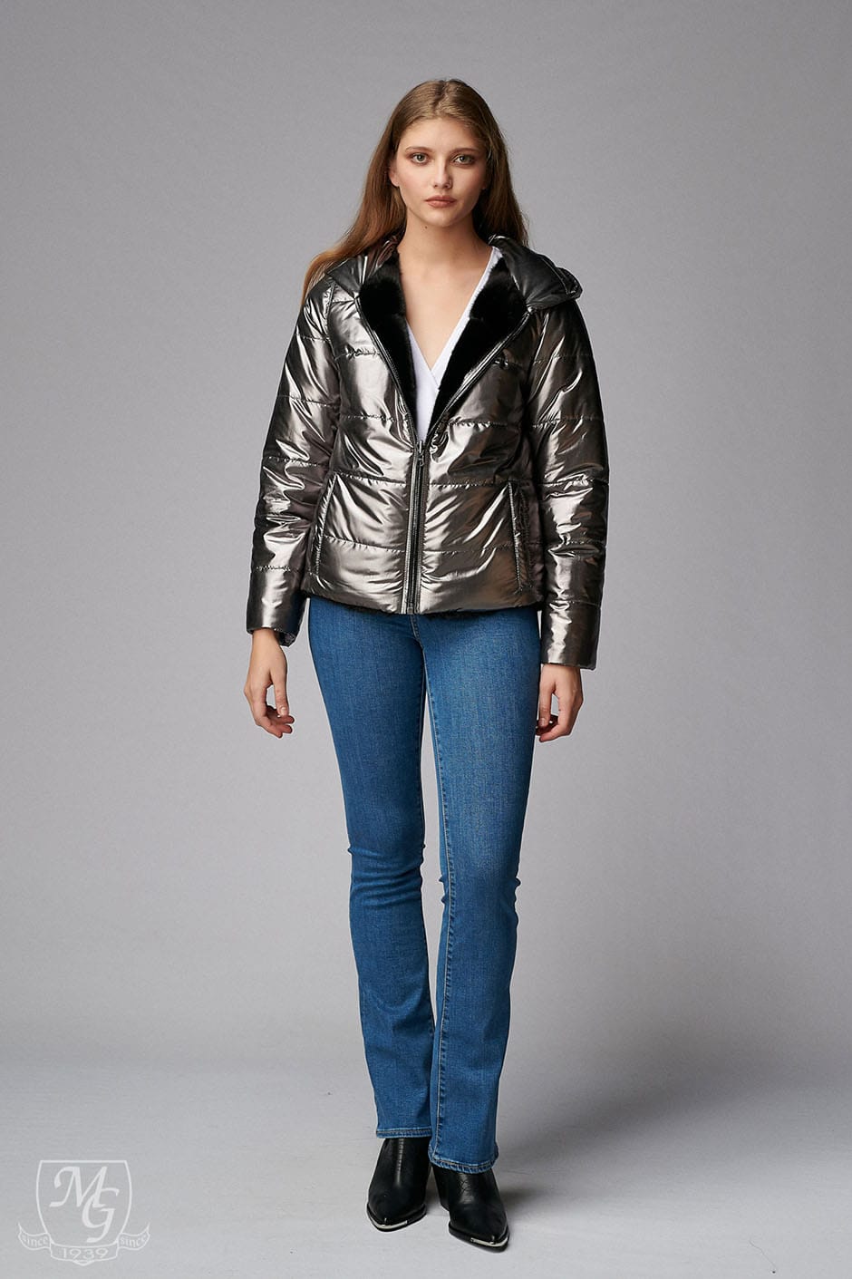 Jacheta din vizon / nurca cu fâș Antracit - imagine 9