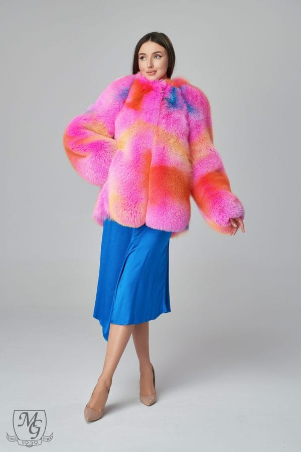 Shadow acid pink fox jacket, LV model 6135