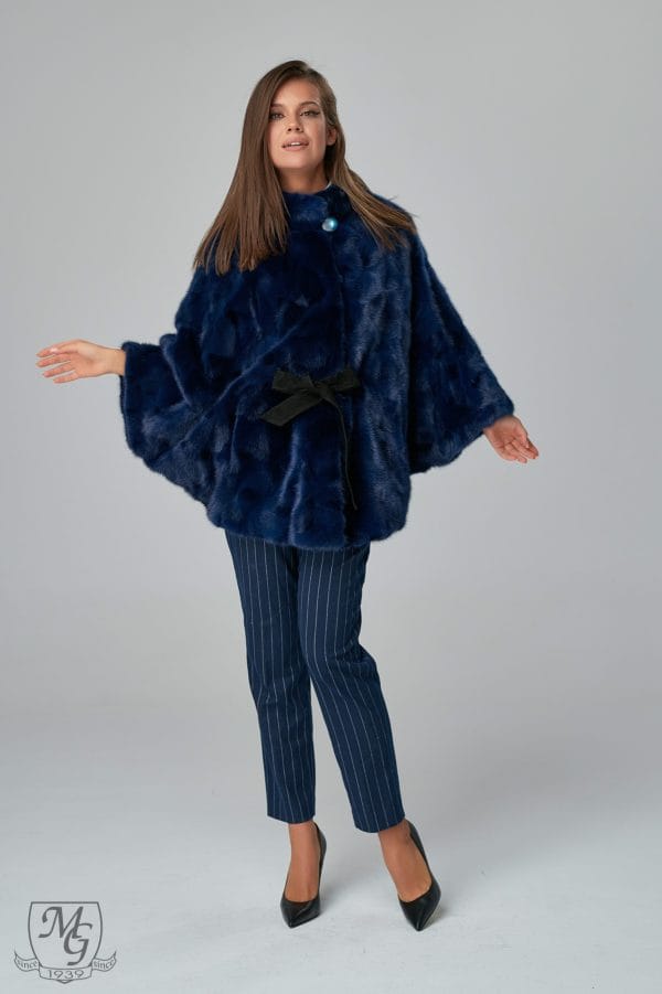 Blue mink fur jacket, model 5092, length 75 cm.