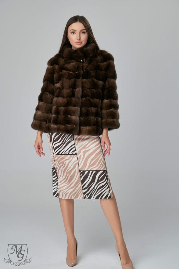 Dark Russian sable jacket (tortora), model 5611