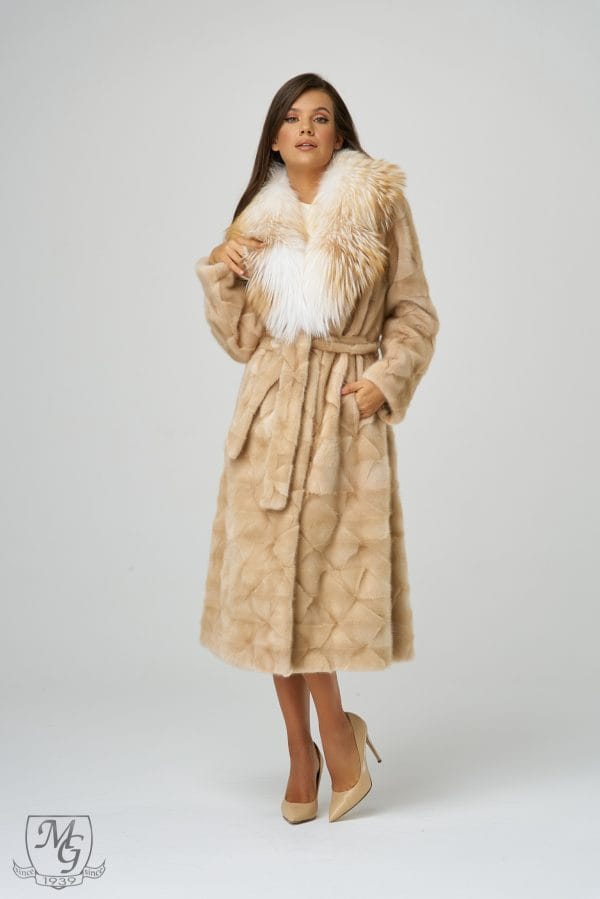 Pearl mink coat with fox collar, Ciolini model