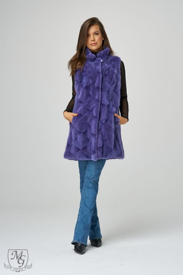 Purple mink fur vest, model 6241