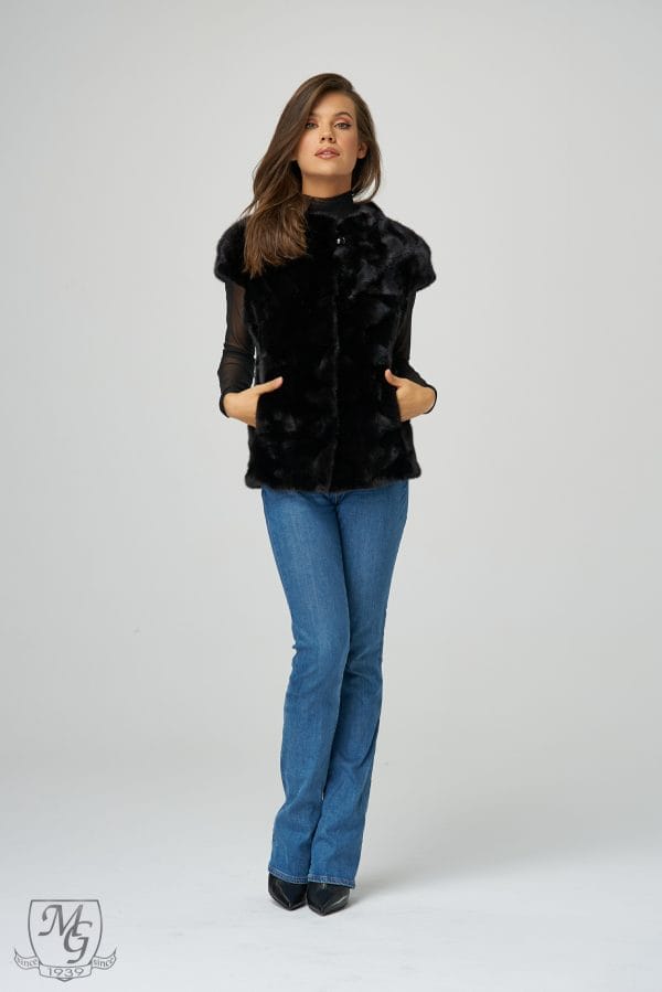 Black mink fur vest, B&W model