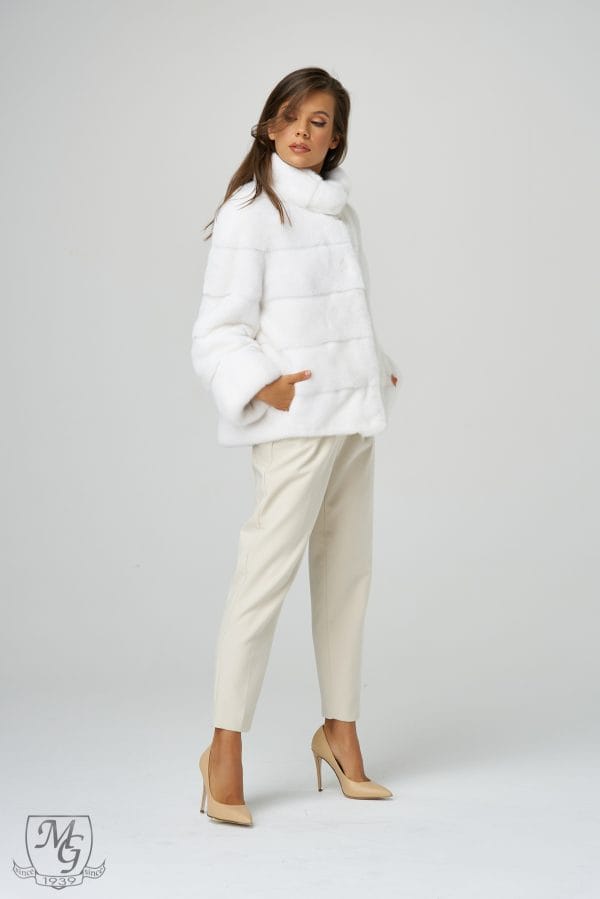 Velvet white mink jacket, model 5611