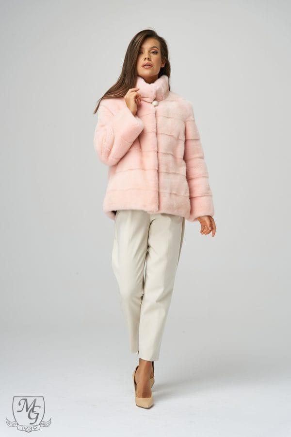 Platinum Velvet pink mink jacket, model 5611