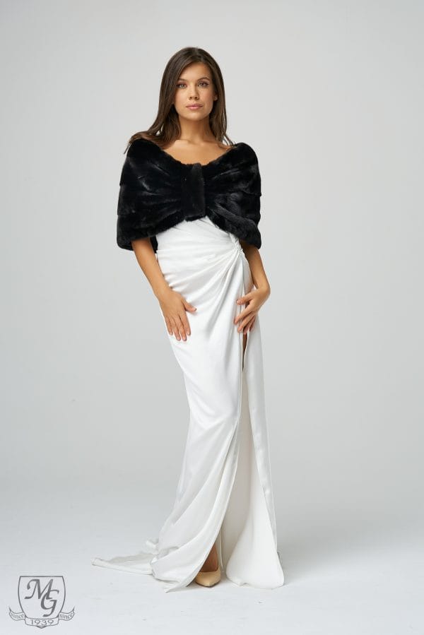 Black Backglama mink fur cape, Roxana model.