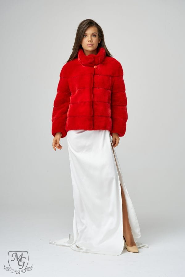 Purple Velvet Ferrari Red mink jacket, model 5611