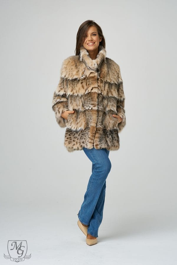 Lynx (bobcat) jacket, Gabriela model