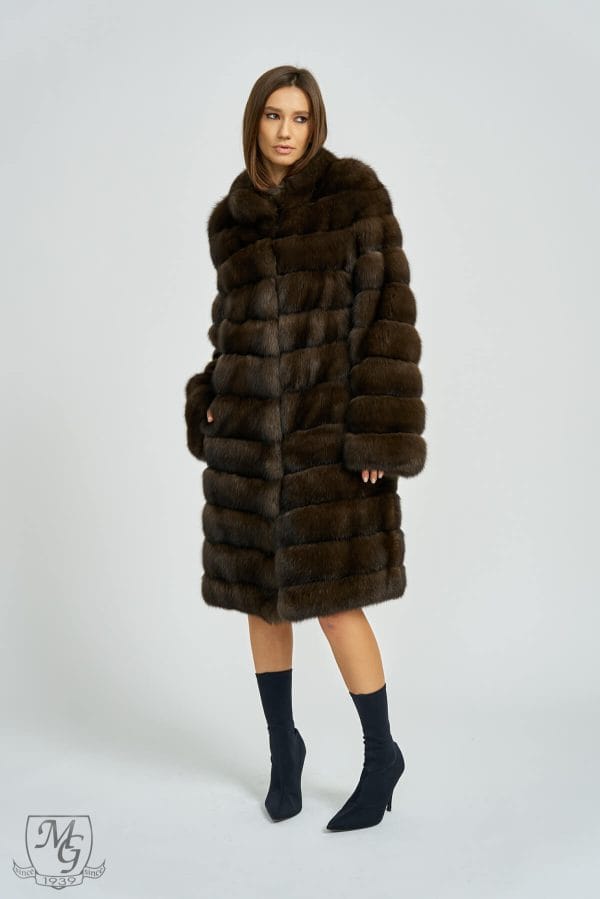 Dark Russian sable coat, model 530