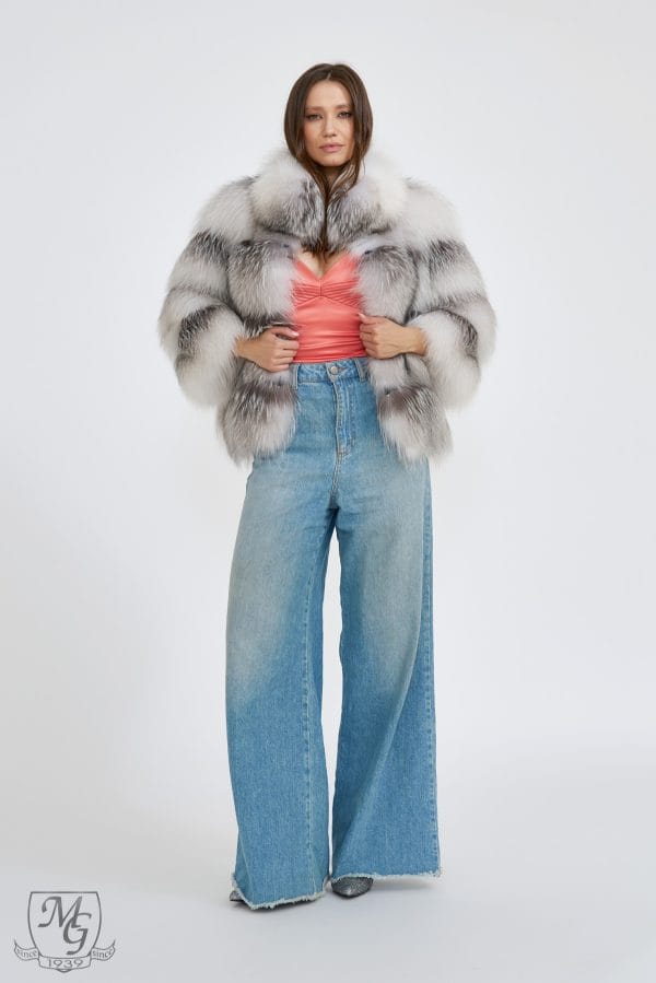 Platinum silver fox jacket