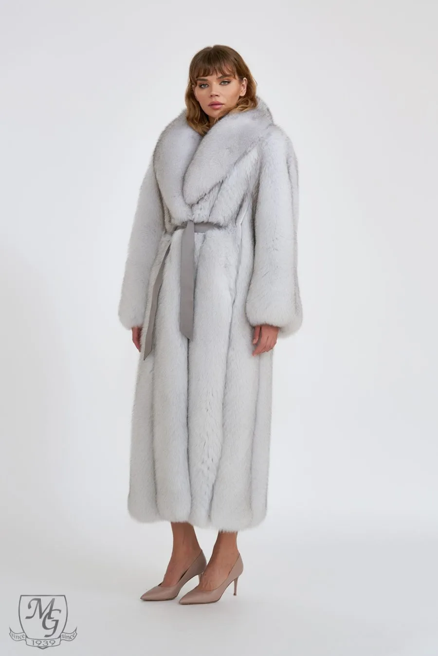 Natural polar fox coat, Dariana model - Casa de blanuri MG
