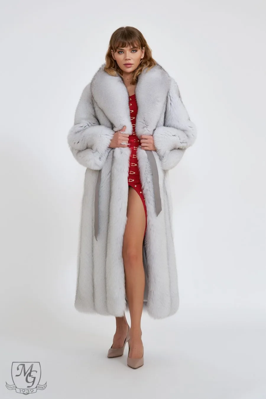 Natural polar fox coat, Dariana model - Casa de blanuri MG