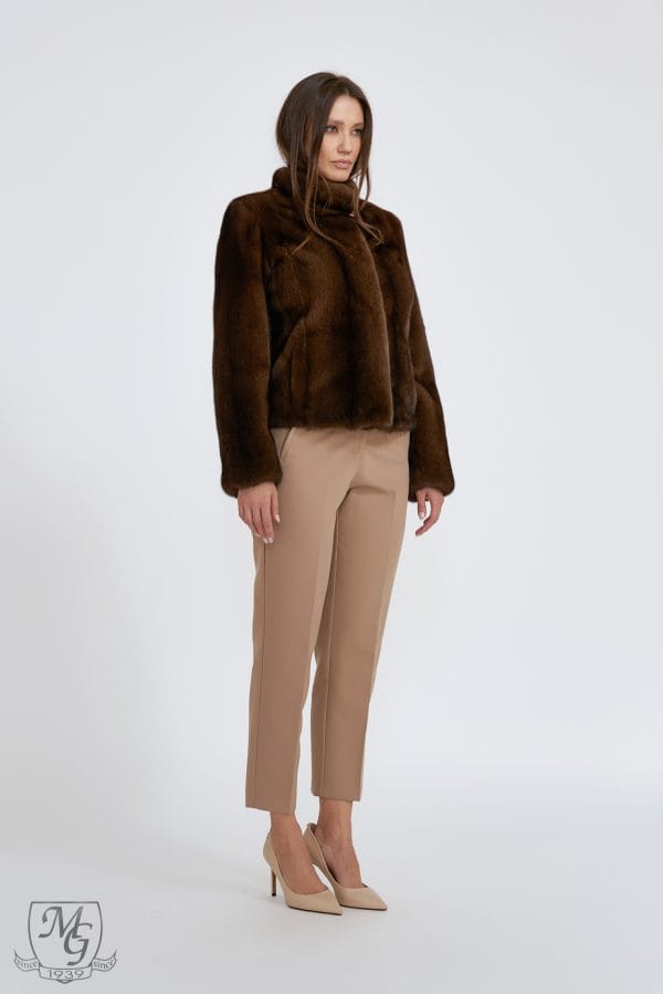Female Platinum Scanbrown mink jacket, Giulia model