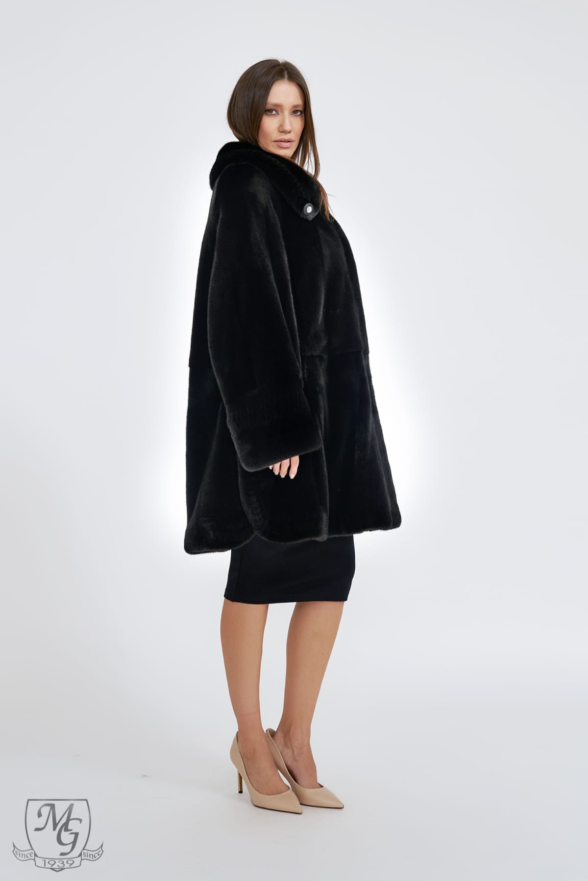 Female Velvet black mink coat, Michella model - Image 3
