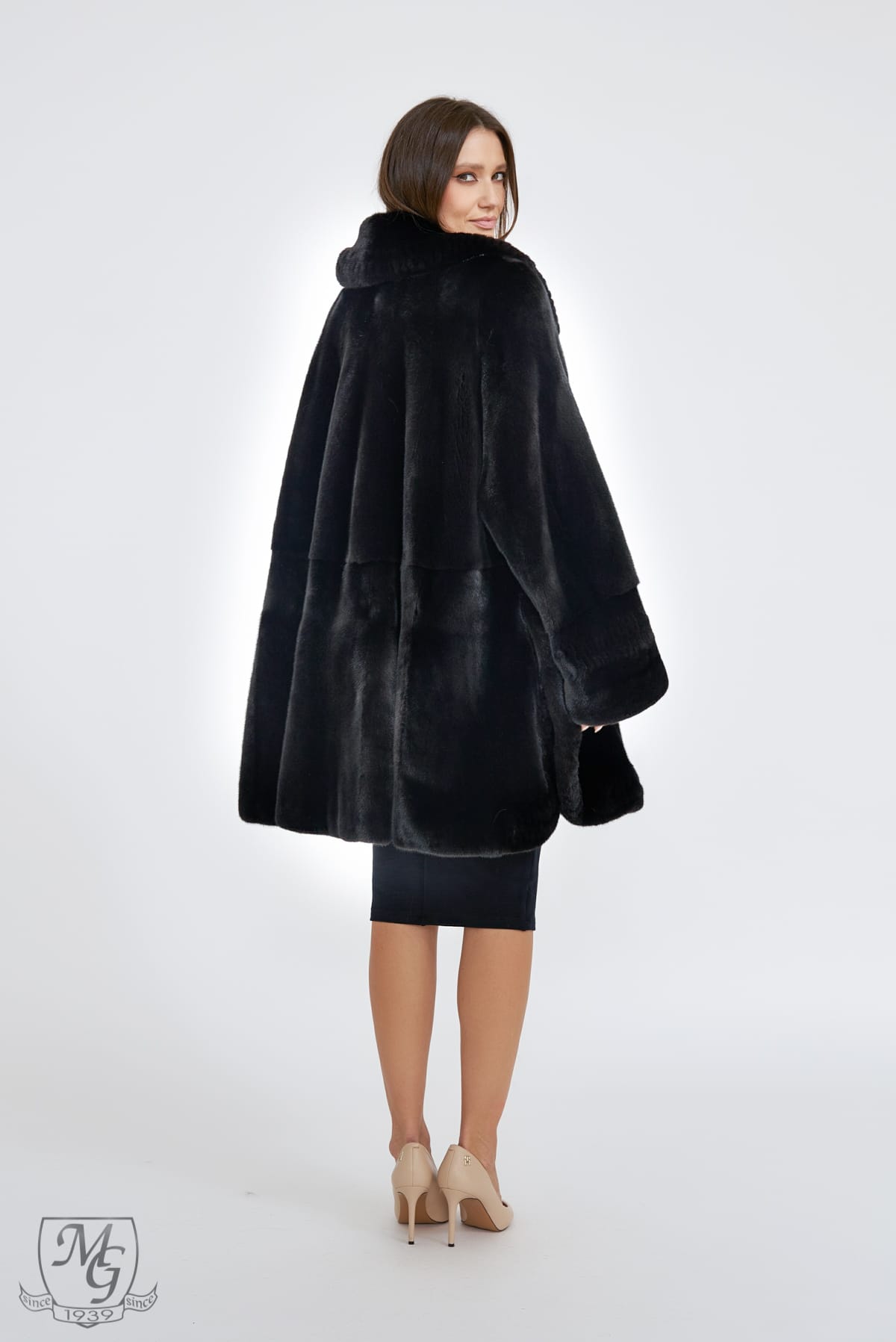 Female Velvet black mink coat, Michella model - Image 4