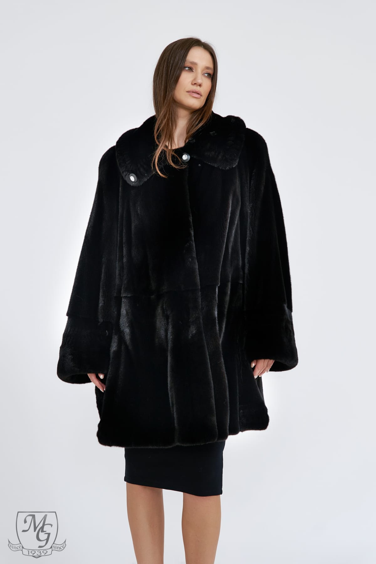 Female Velvet black mink coat, Michella model - Image 6