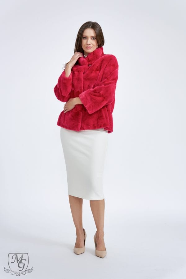 Fuchsia mink jacket, model 5611