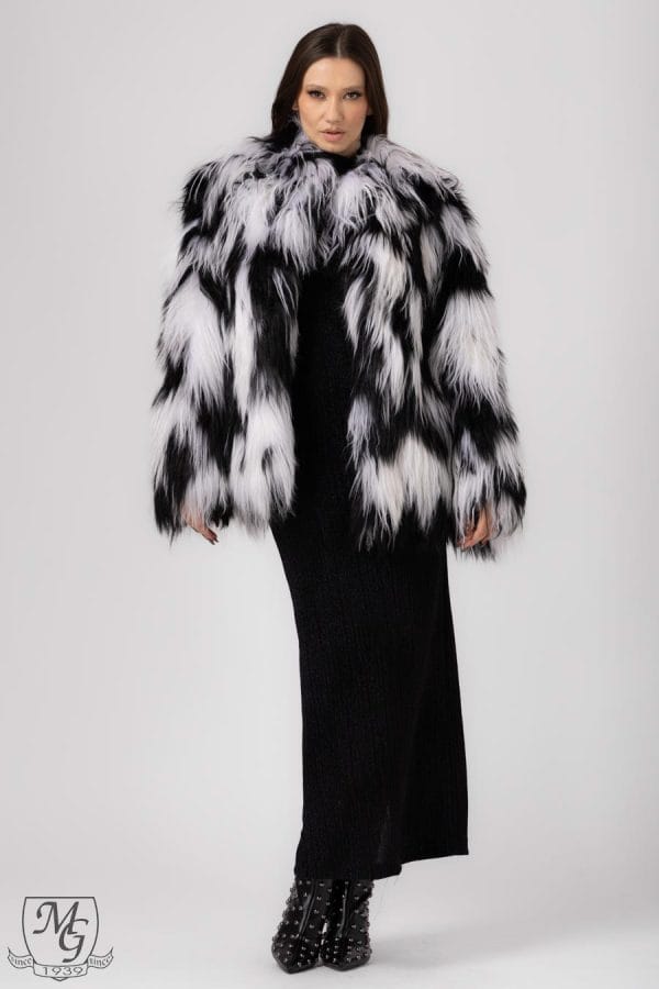 B&W Tibetan Goat Fur Jacket Miu, Model 5611
