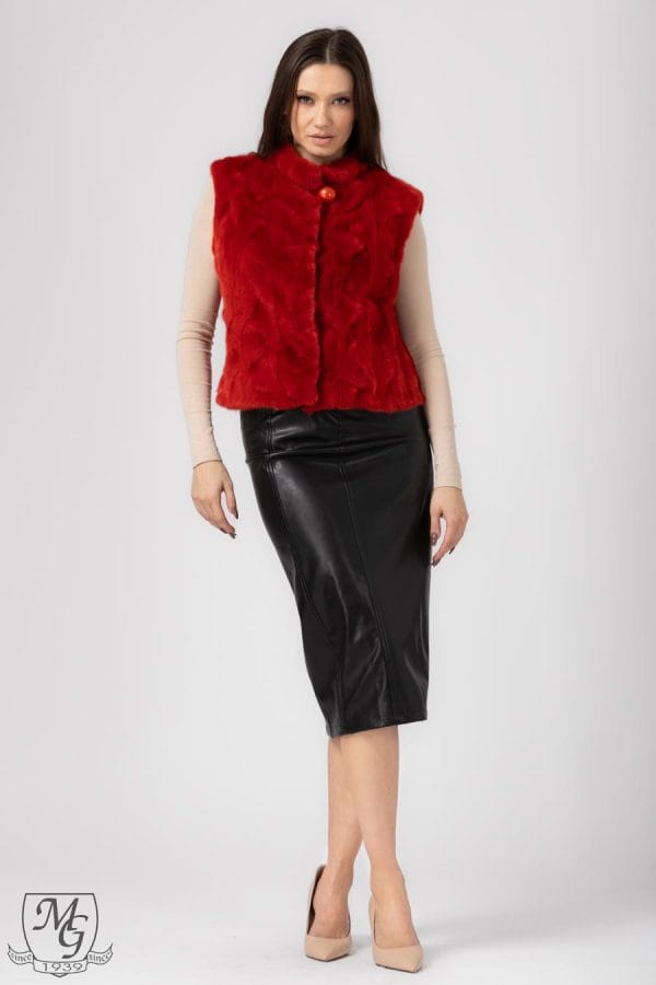 Ferrari Red Mink Vest Giulia