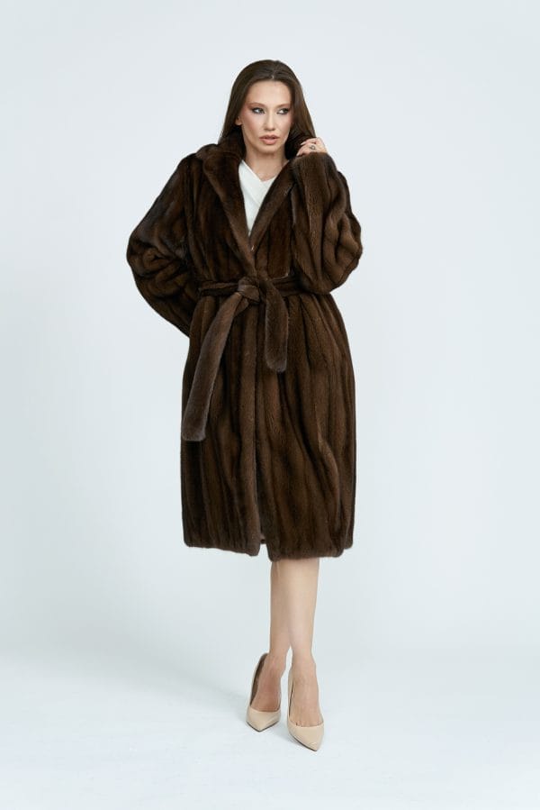 Brown Transporto Mink Coat with Notch Collar