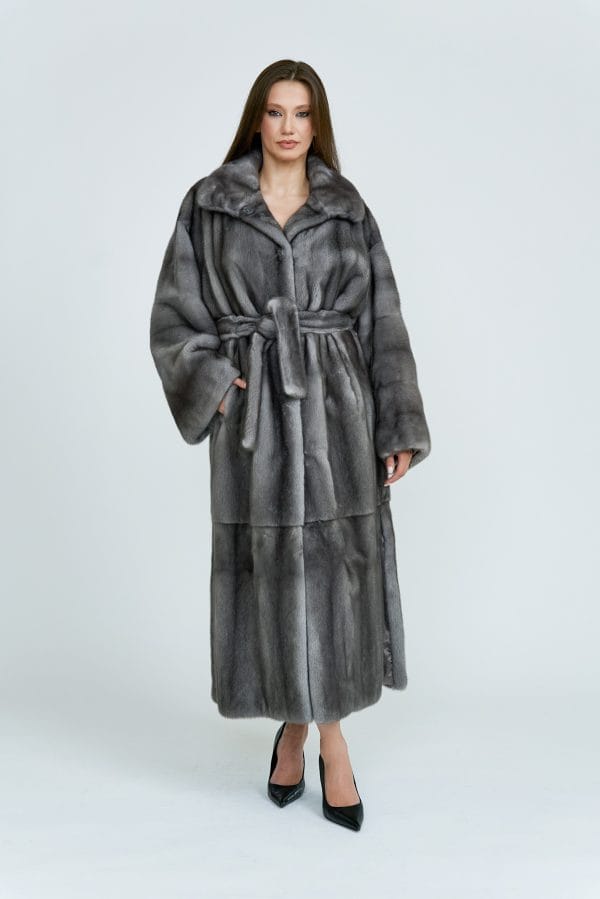 Blue Iris Mink Belted Coat