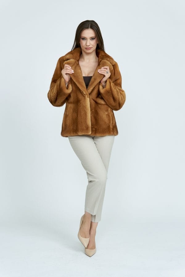 Golden Mink Jacket with Notch Collar