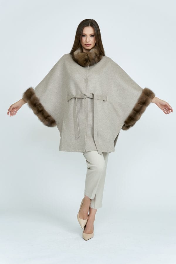 Lavender Russian Sable Cashmere Poncho