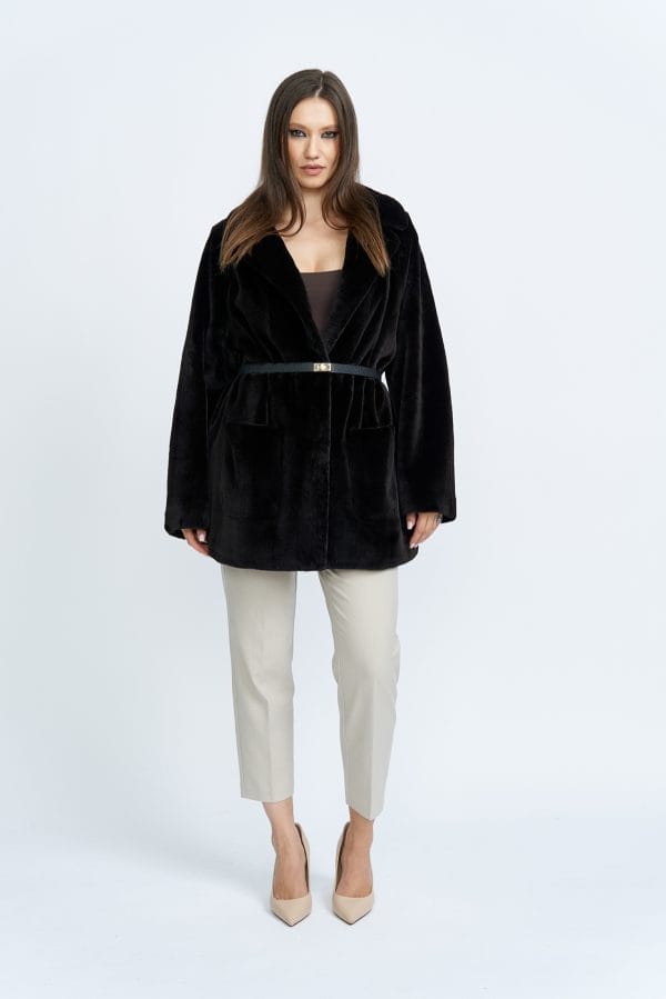 Cashmere Mink Jacket with Notch Collar