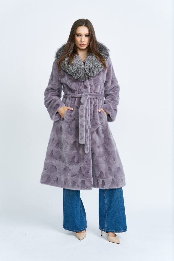 Grey Mink Coat with Frost Fox Collar