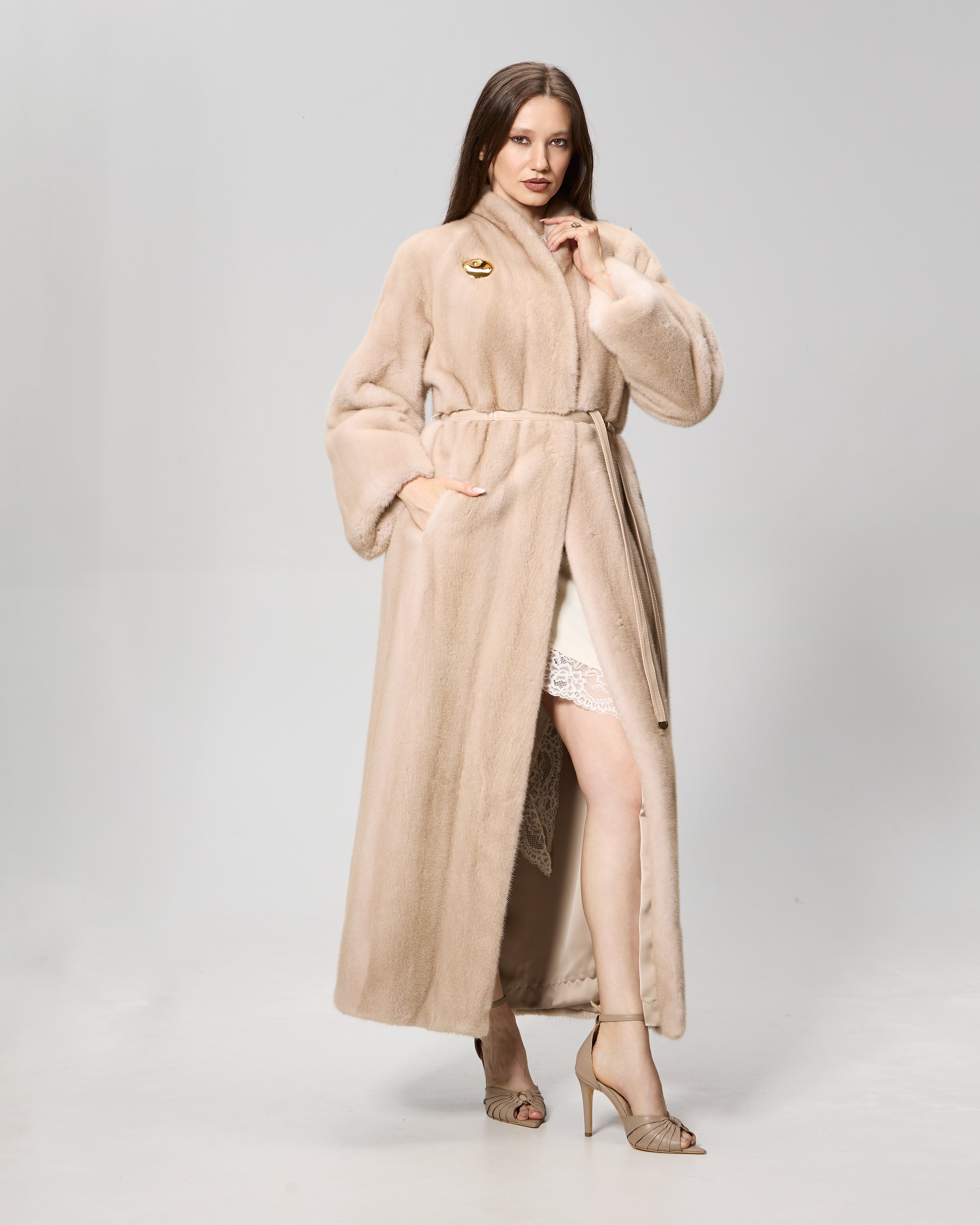 Haina din blana de vizon palomino model Afrodite
