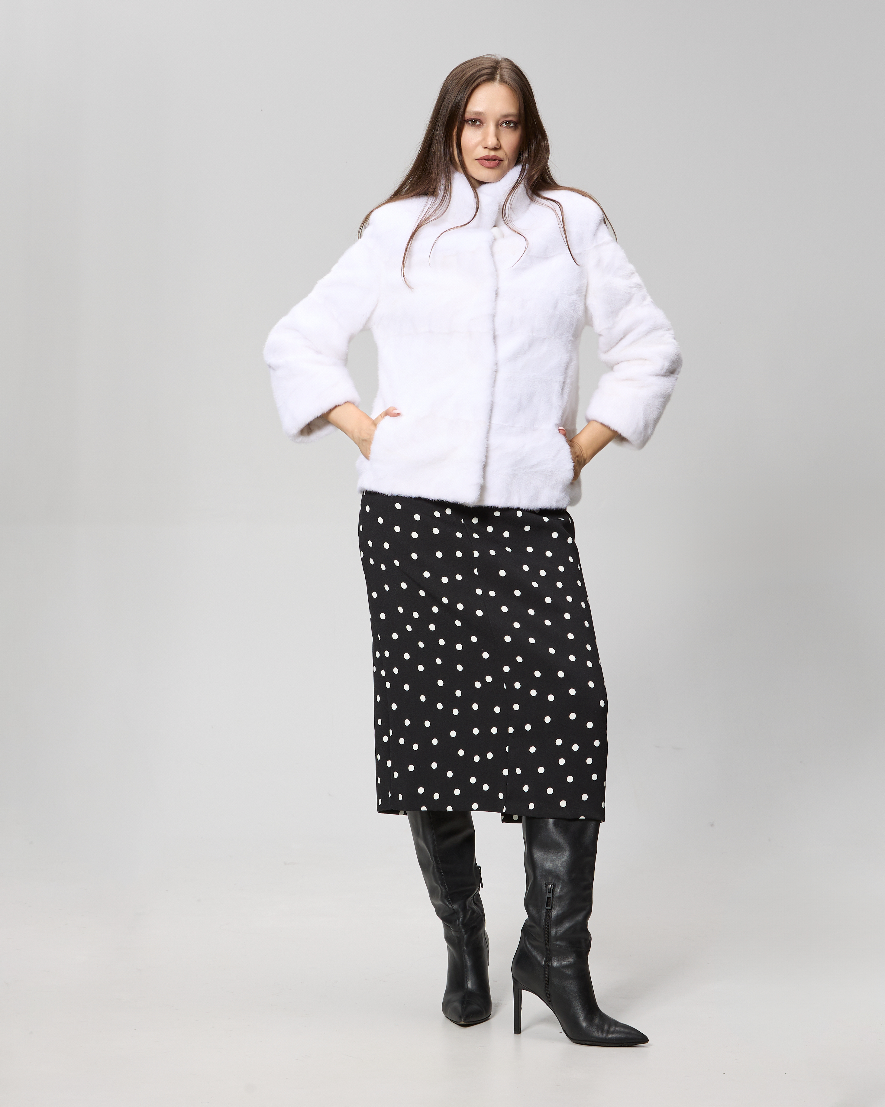 Jacheta din blana de vizon (nurca) white