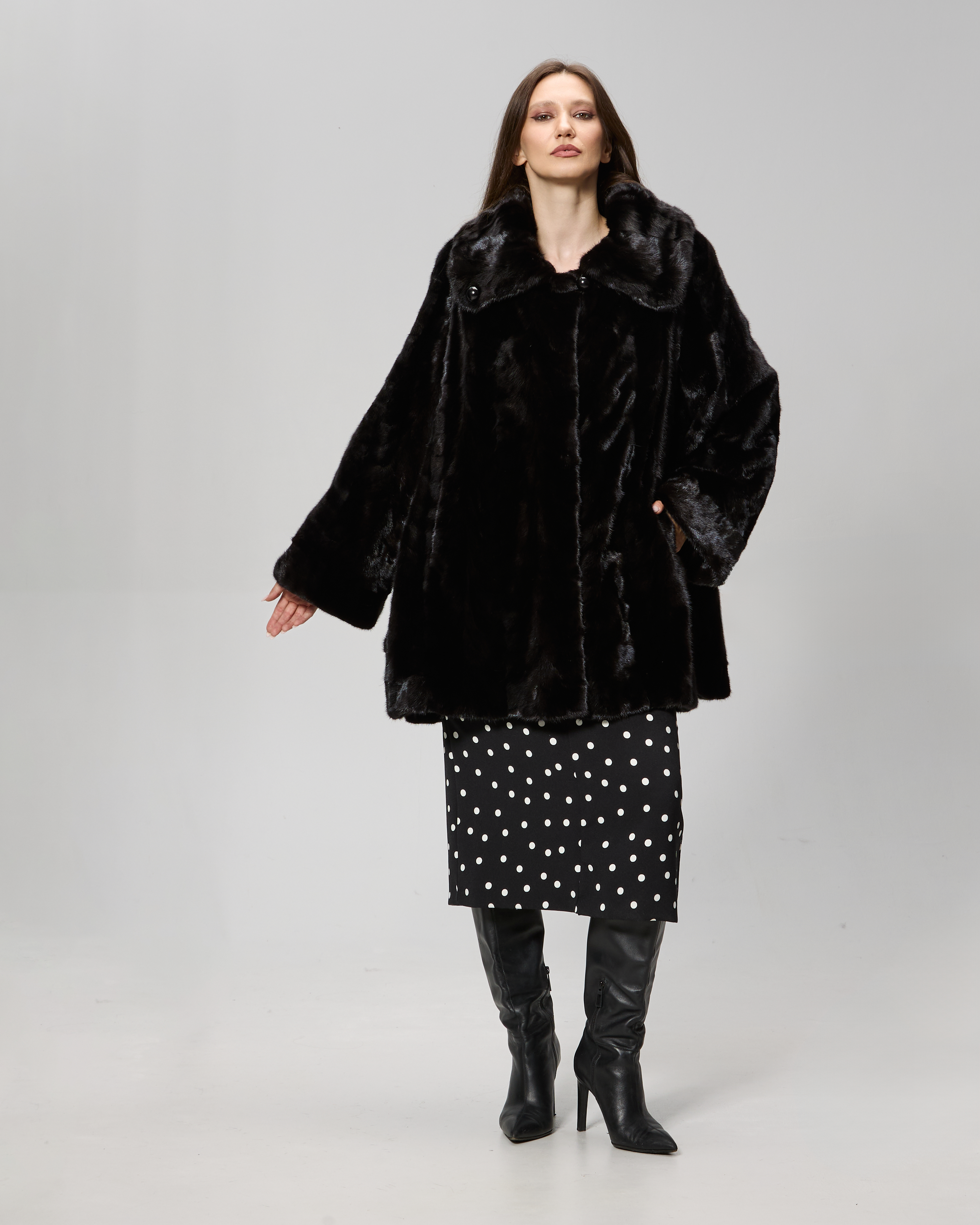 Haina din blana de vizon negru model Michella