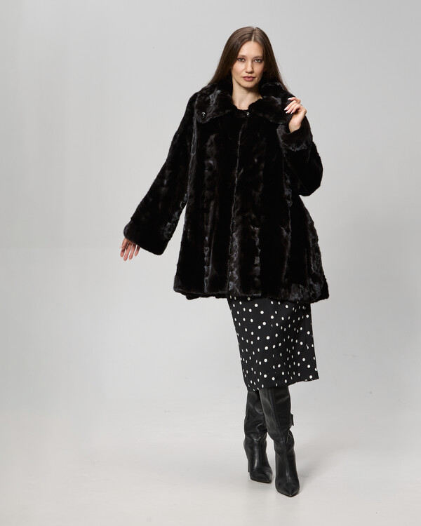 Haina din blana de vizon negru model Michella