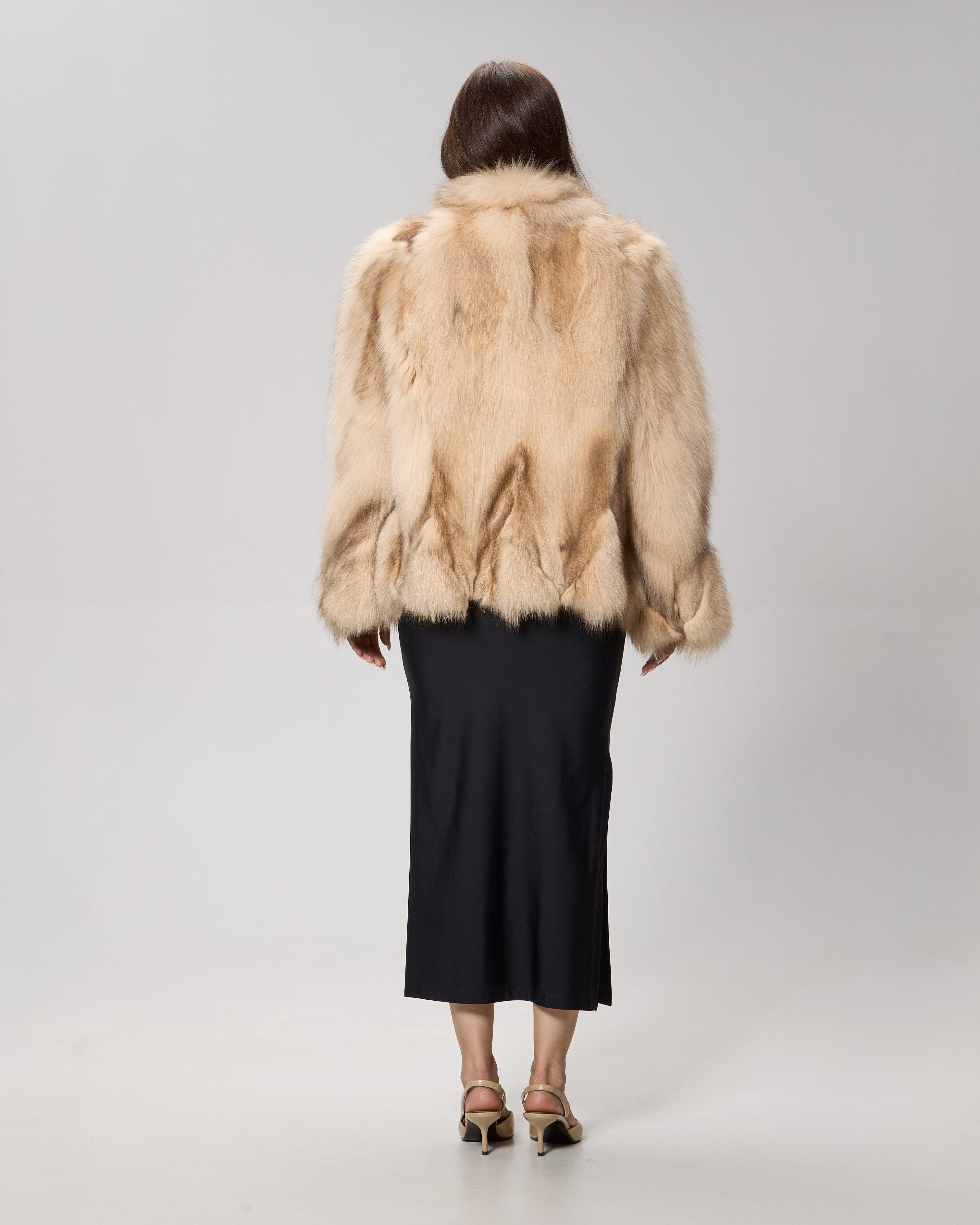 Beige Fox Fur Jacket, Model 5611 - Image 3